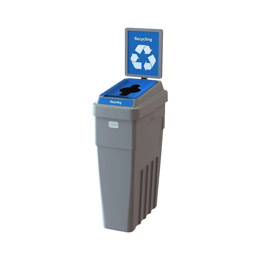 CleanRiver LeanStream Plastic Single-Stream Recycling Station, 23 Gallon, Gray (LS1B-005)