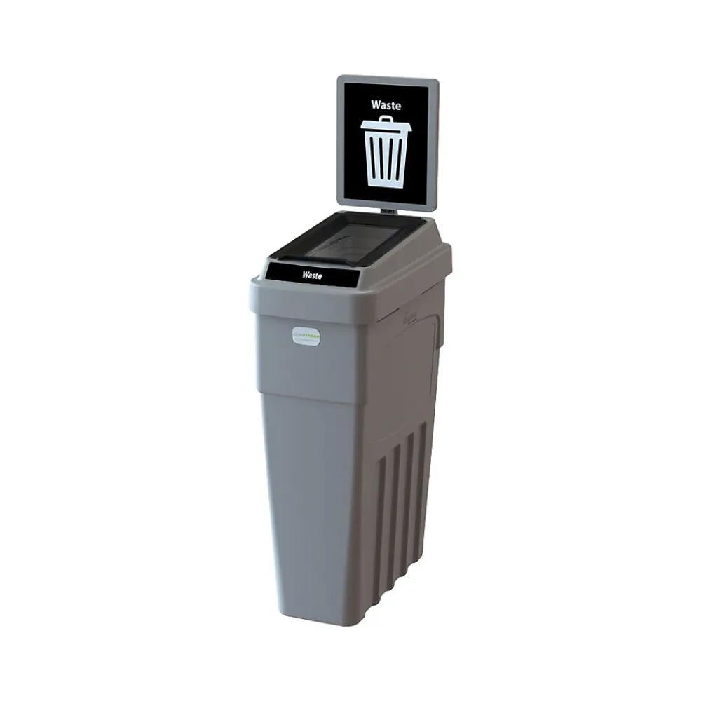 CleanRiver LeanStream Plastic Trash Can, 23 Gallon, Gray (LS1B-002)