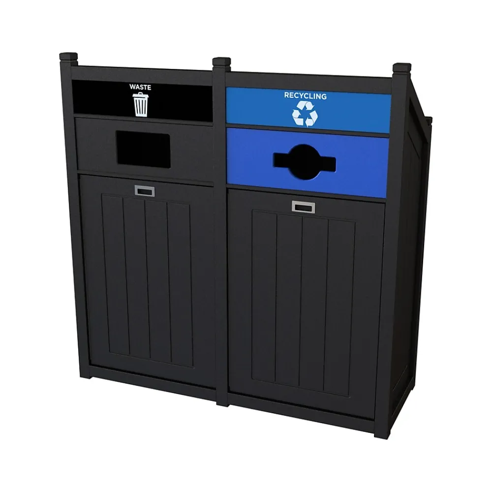 CleanRiver PTZ Dual-Stream Recycling Station, 72 Gallon, Black (TXZ72-2-WR-BK)