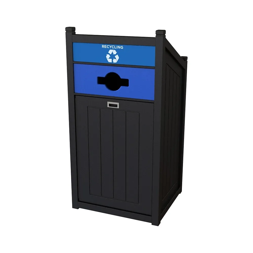 CleanRiver PTZ Plastic Recycling Bin, 36 Gallon, Black (TXZ36-1-R-BK)