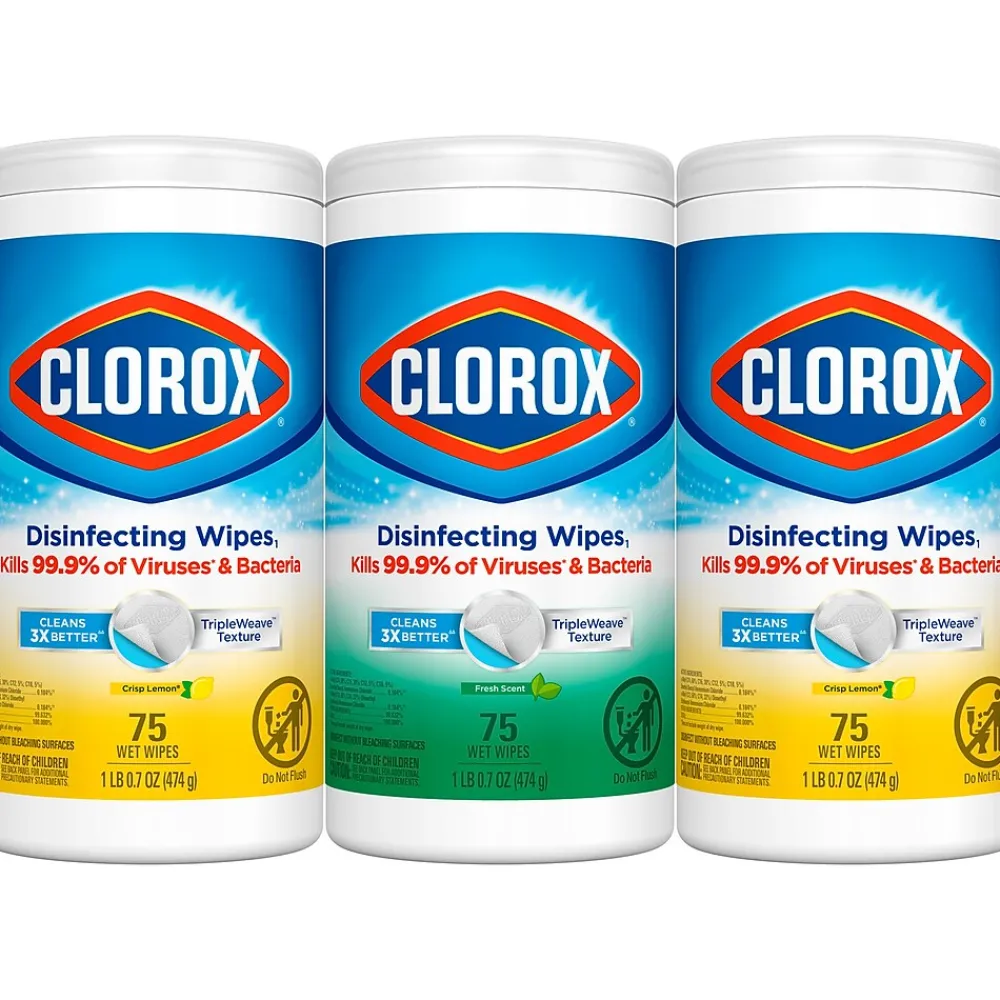 Clorox Disinfecting Wipes Value Pack, 75 Wipes/Container, 3/Pack (30208)