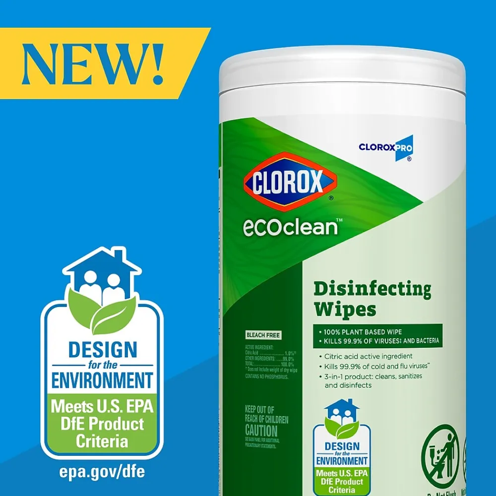 Clorox EcoClean Disinfecting Wipes, 75 Wipes/Container (60605)