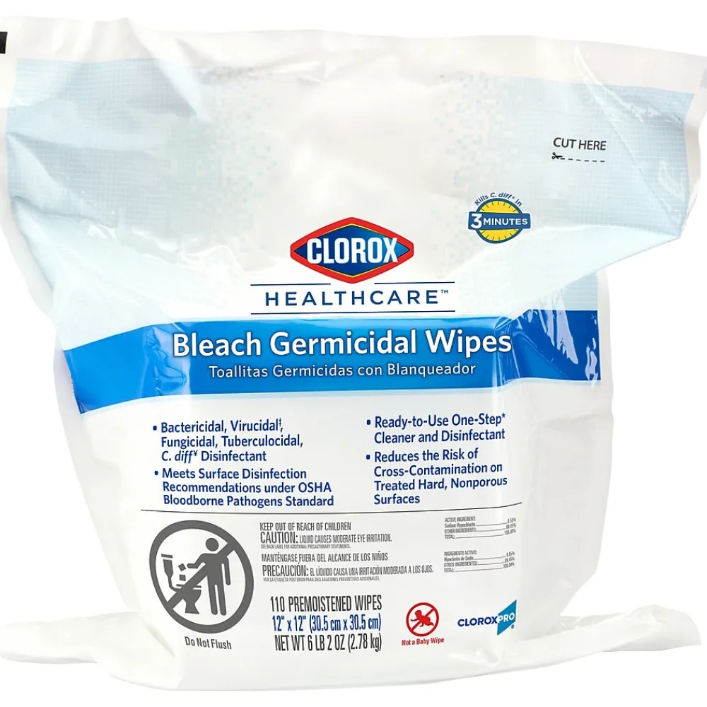 Clorox Healthcare Disinfecting Wipes Refill, 110 Wipes/Pouch (30359)