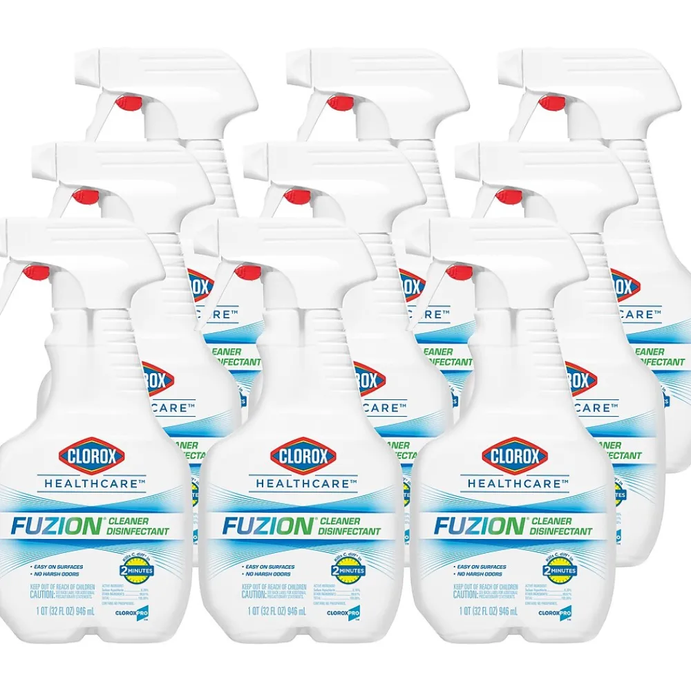 Clorox Healthcare Fuzion All-Purpose Cleaners & Spray Disinfectant, Unscented, 32 oz., 9/Carton (31478CT)