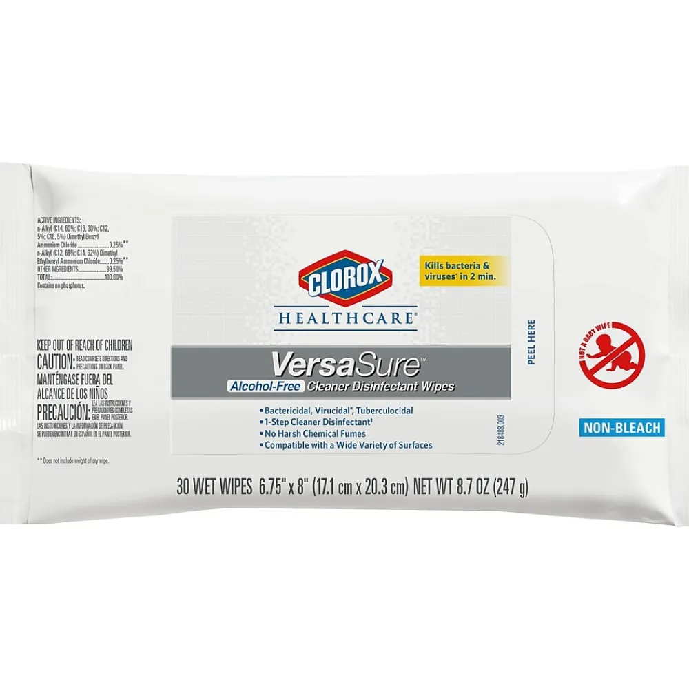 Clorox Healthcare VersaSure Disinfectant Wipes, 30 Count Soft Pack (31760)