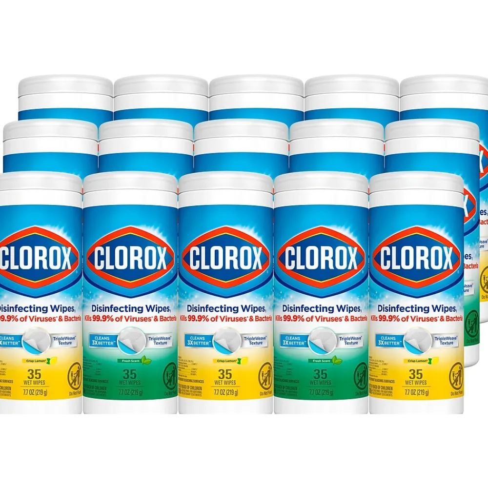 Clorox Value Pack Disinfecting Wipes, 35 Wipes/Canister, 3/Pack, 15/Carton (30112)