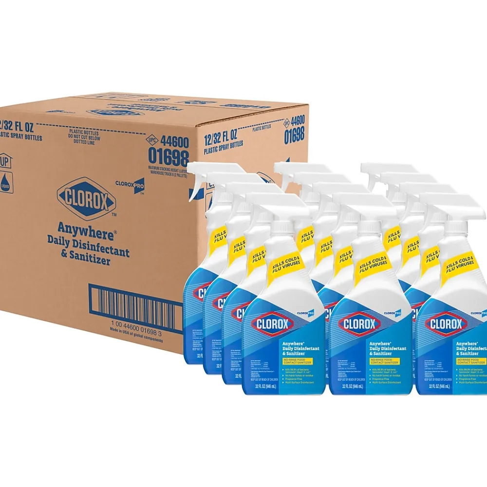 CloroxPro Anywhere Daily Disinfectant and Sanitizer, 32 fl. oz., 12/Carton (CLO01698CT)