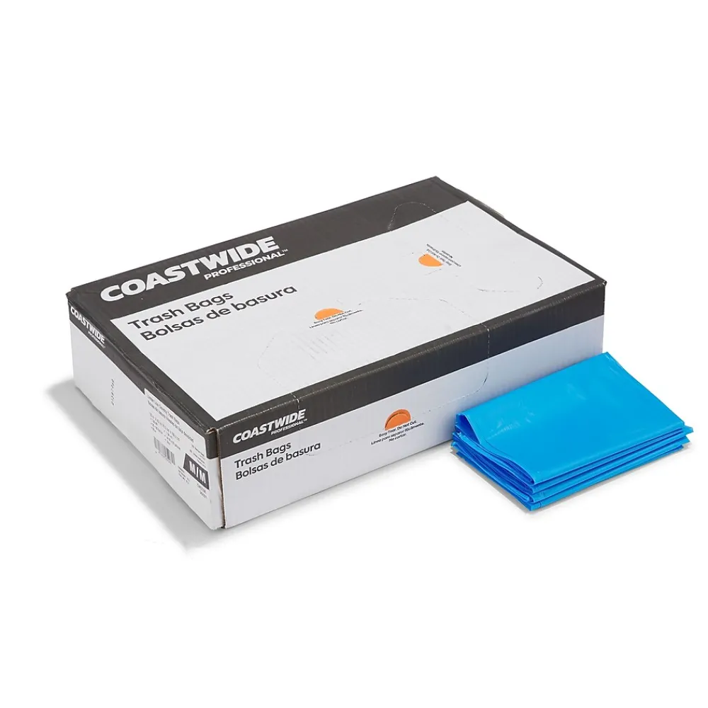 Coastwide Professional ™ 30 Gallon Biohazard Bags, Low Density, 1.3 Mil, Blue, 200 Bags/Box (CW57396)