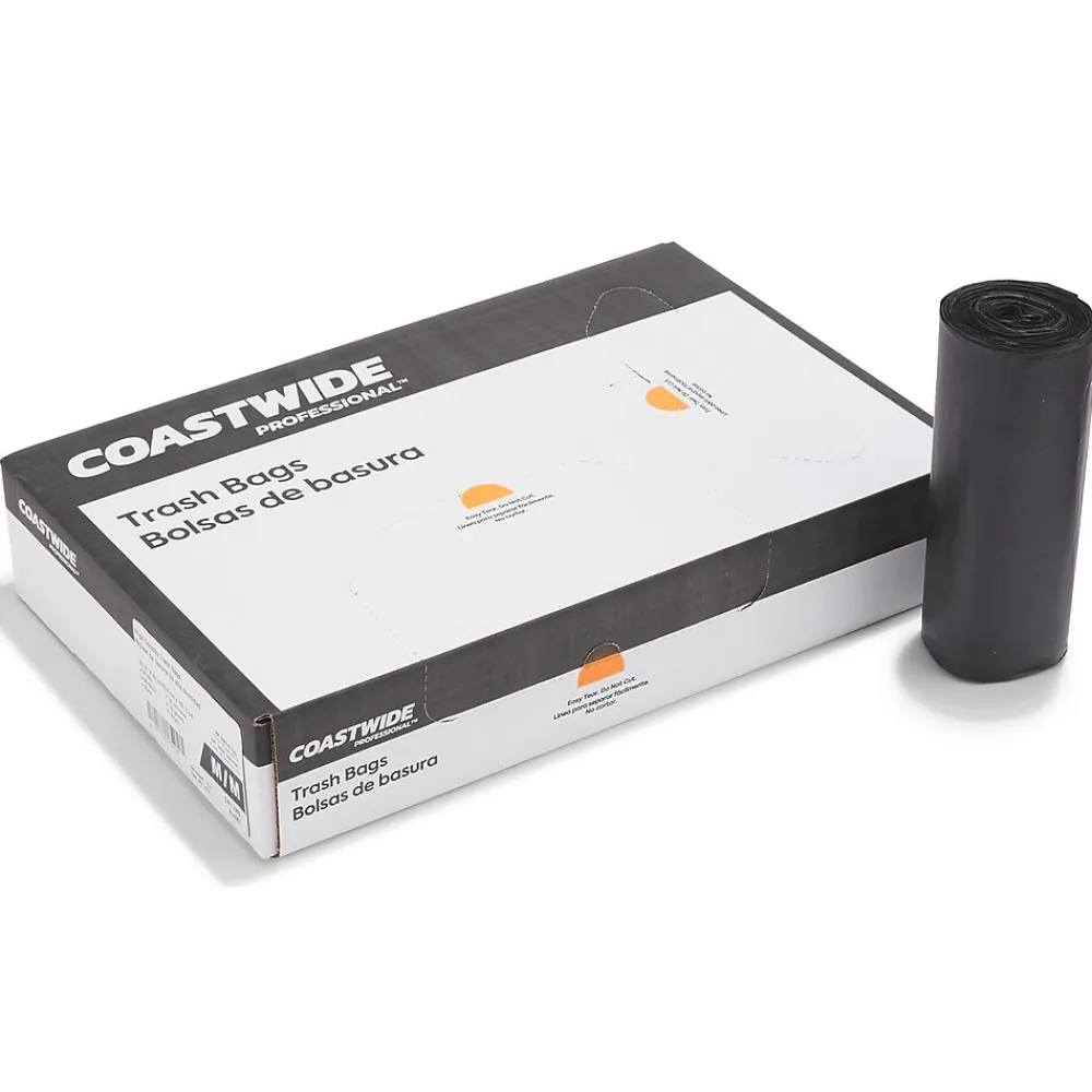 Coastwide Professional ™ 30-33 Gallon Trash Bag, 33" x 40", High Density, 22 mic, Black, 200 Bags/Box (CW17969)