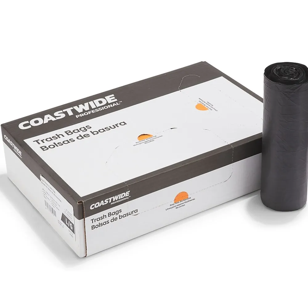 Coastwide Professional ™ 40-45 Gallon Trash Bag, 40" x 48", High Density, 22 mic, Black, 150 Bags/Box (CW17713)