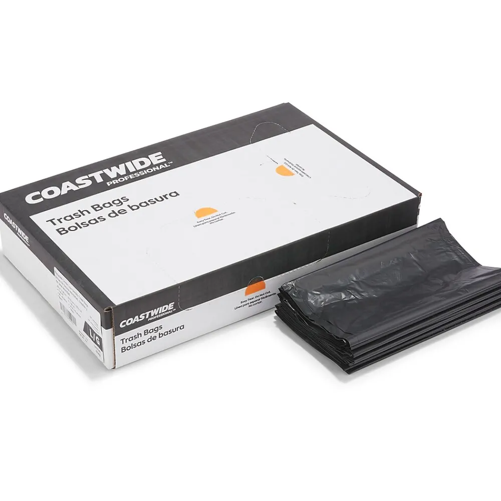 Coastwide Professional ™ 40-45 Gallon Trash Bag, 40" x 46", Low Density, 1.3 mil, Black, 100 Bags/Box (CW22340)