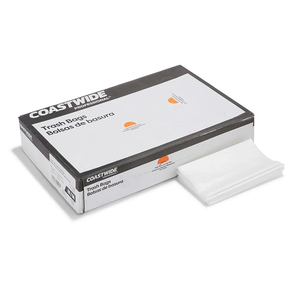 Coastwide Professional ™ 20-30 Gallon Trash Bag, 30" x 36", Low Density, 0.65 mil, Clear, 250 Bags/Box (CW22338)