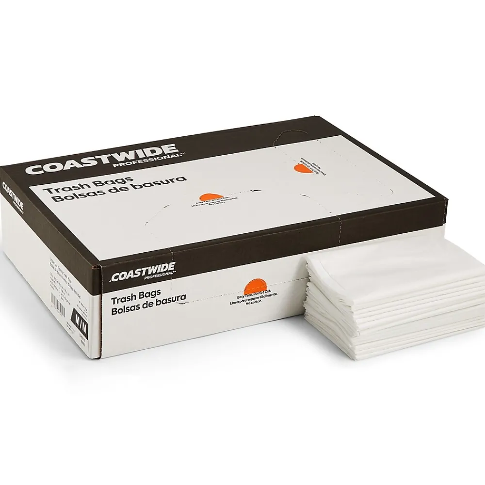 Coastwide Professional ™ 20-30 Gallon Trash Bag, 30" x 36", Low Density, 0.9 mil, White, 200 Bags/Box (CW50710)
