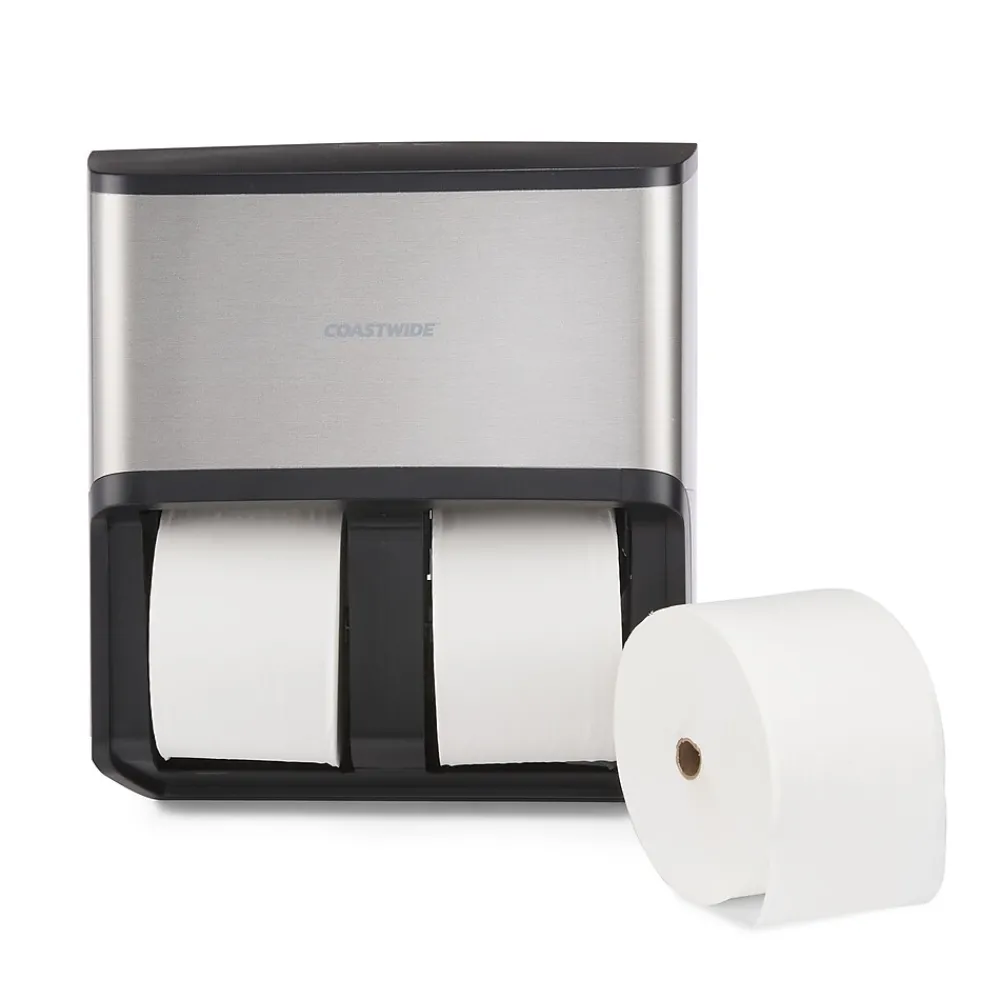 Coastwide Professional ™ J-Series Quad Bath Tissue Dispenser, Black/Metallic (CWJ4BT-S)