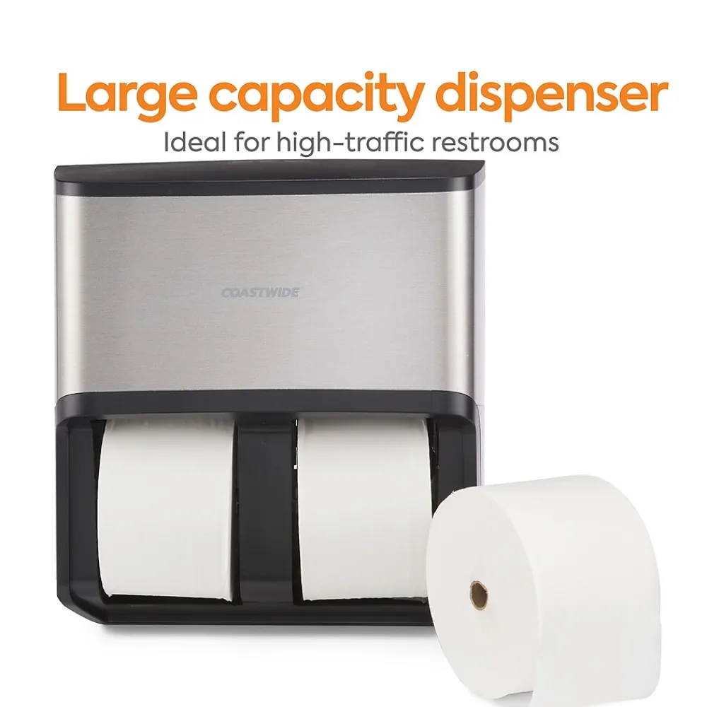 Coastwide Professional ™ J-Series Quad Bath Tissue Dispenser, Black/Metallic (CWJ4BT-S)