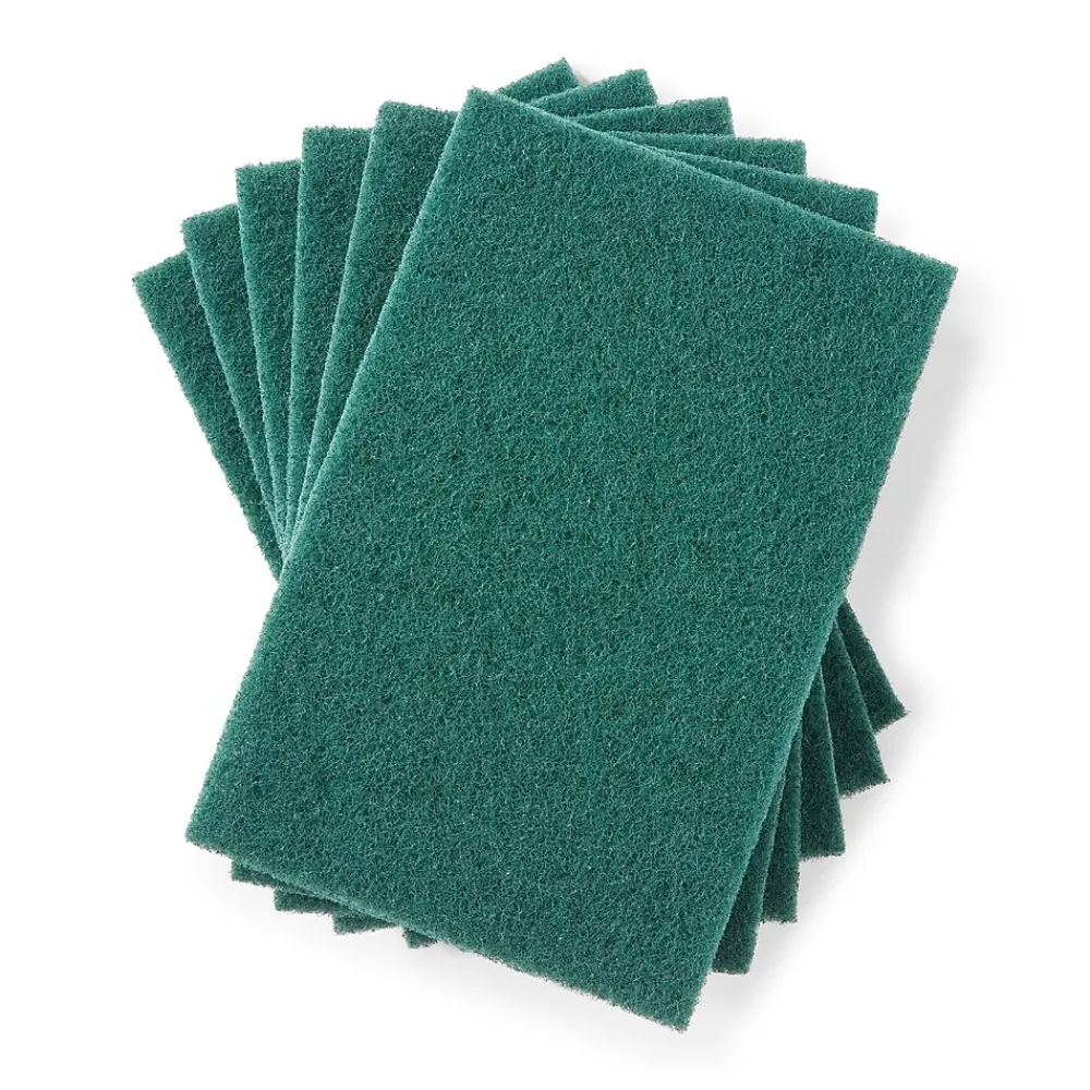 Coastwide Professional ™ Medium Duty Scouring Pad, Green, 10/Pack (CW56787)