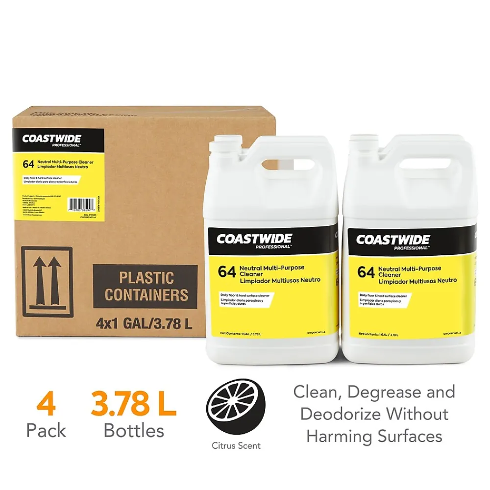 Coastwide Professional Multi-Purpose Neutral Cleaner 64, 3.78L, 4/Carton (CW640001-A)