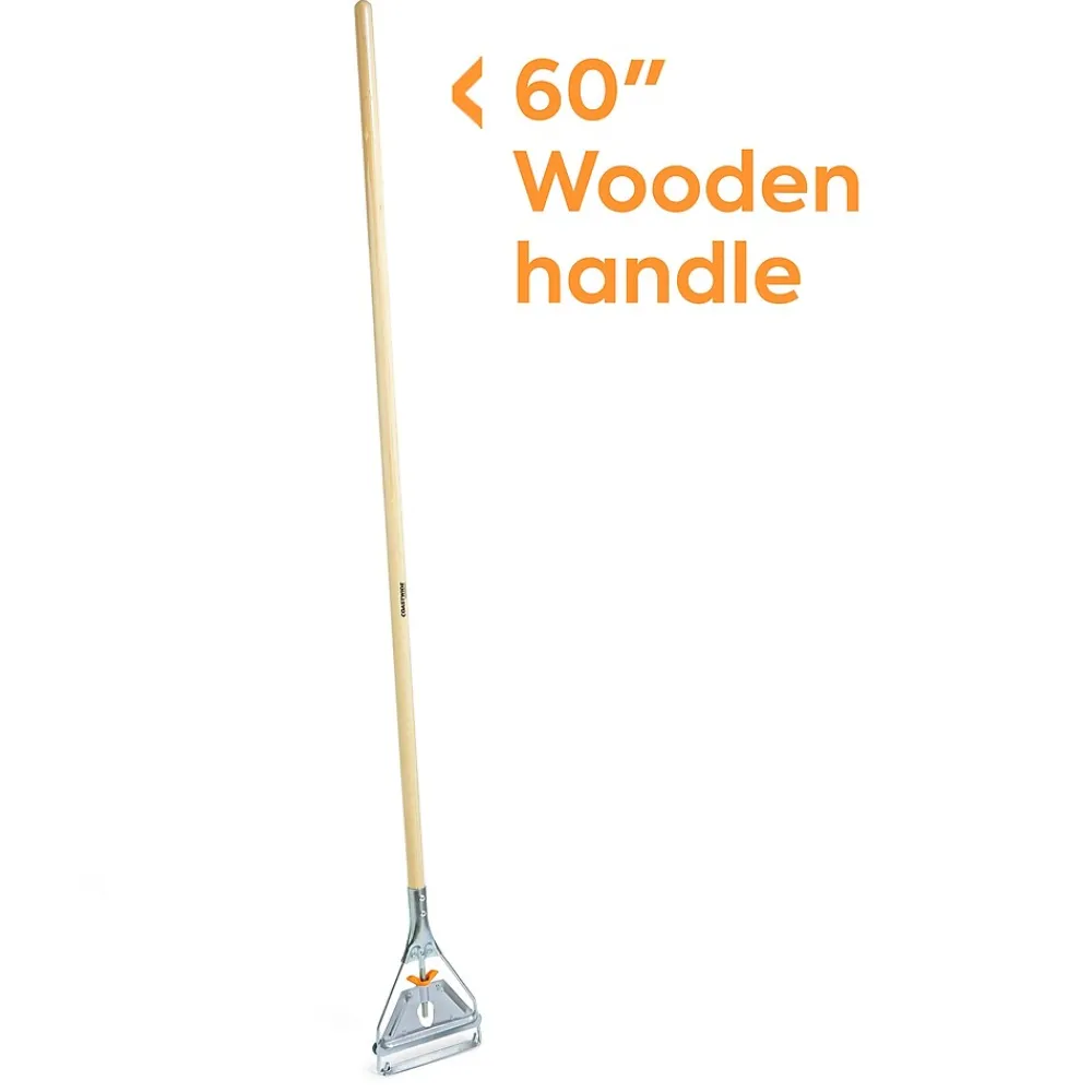 Coastwide Professional ™60" Side Gate Wood Wet Mop Handle, Galvanized Metal Head (CW58007)
