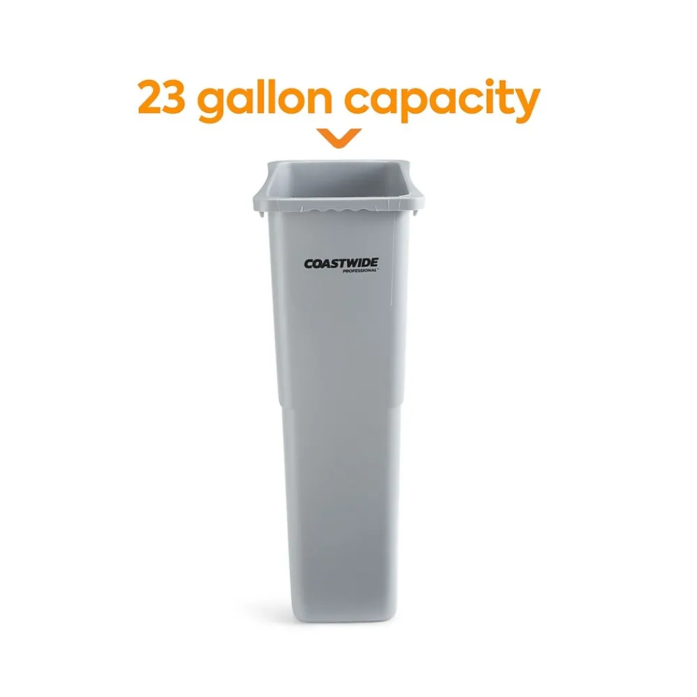 Coastwide Professional ™ Slim Plastic Trash Can with no Lid, , 23 Gal. (CW50717)