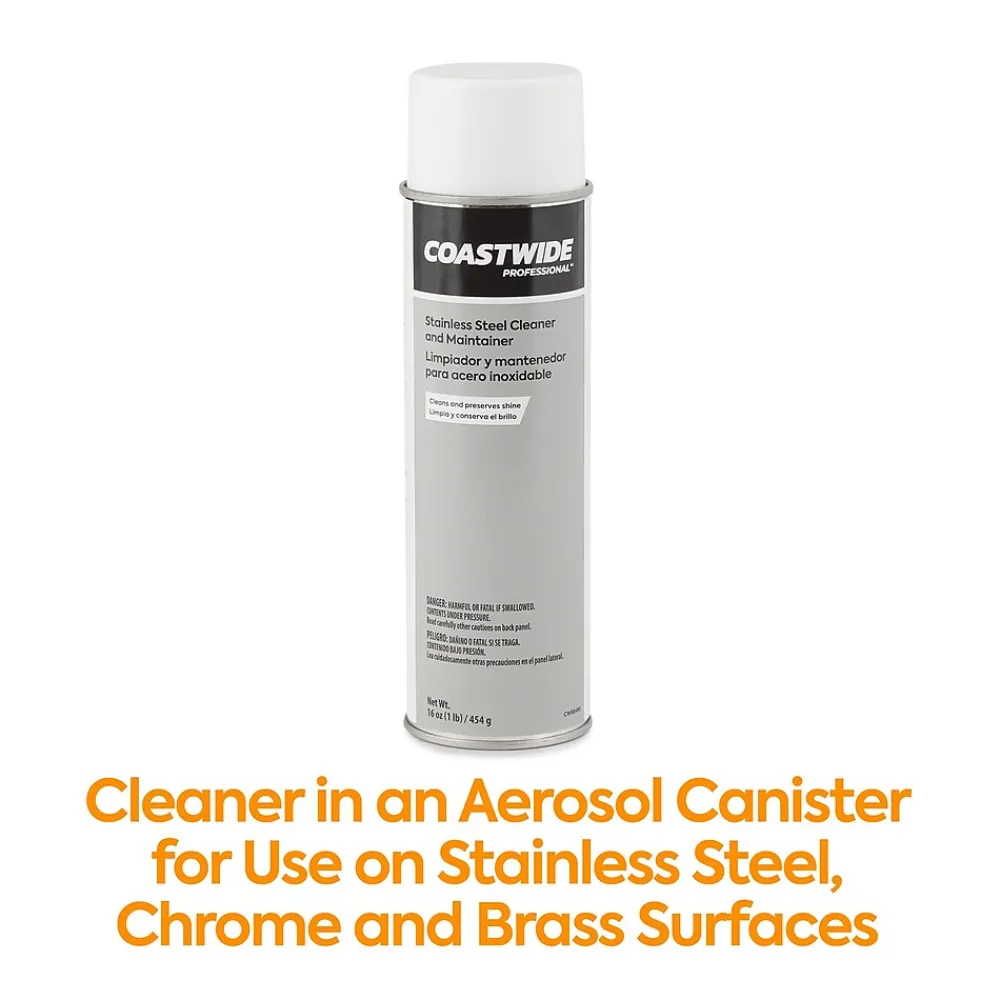 Coastwide Professional ™ Stainless Steel Cleaner and Maintainer, Fresh & Clean Scent, 16 oz., 6/Carton (CW58498-A)