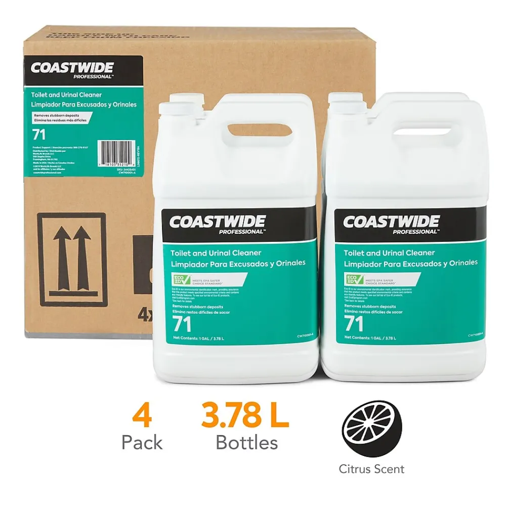 Coastwide Professional Toilet and Urinal Cleaner 71, 3.78L, 4/Carton (CW710001-A)