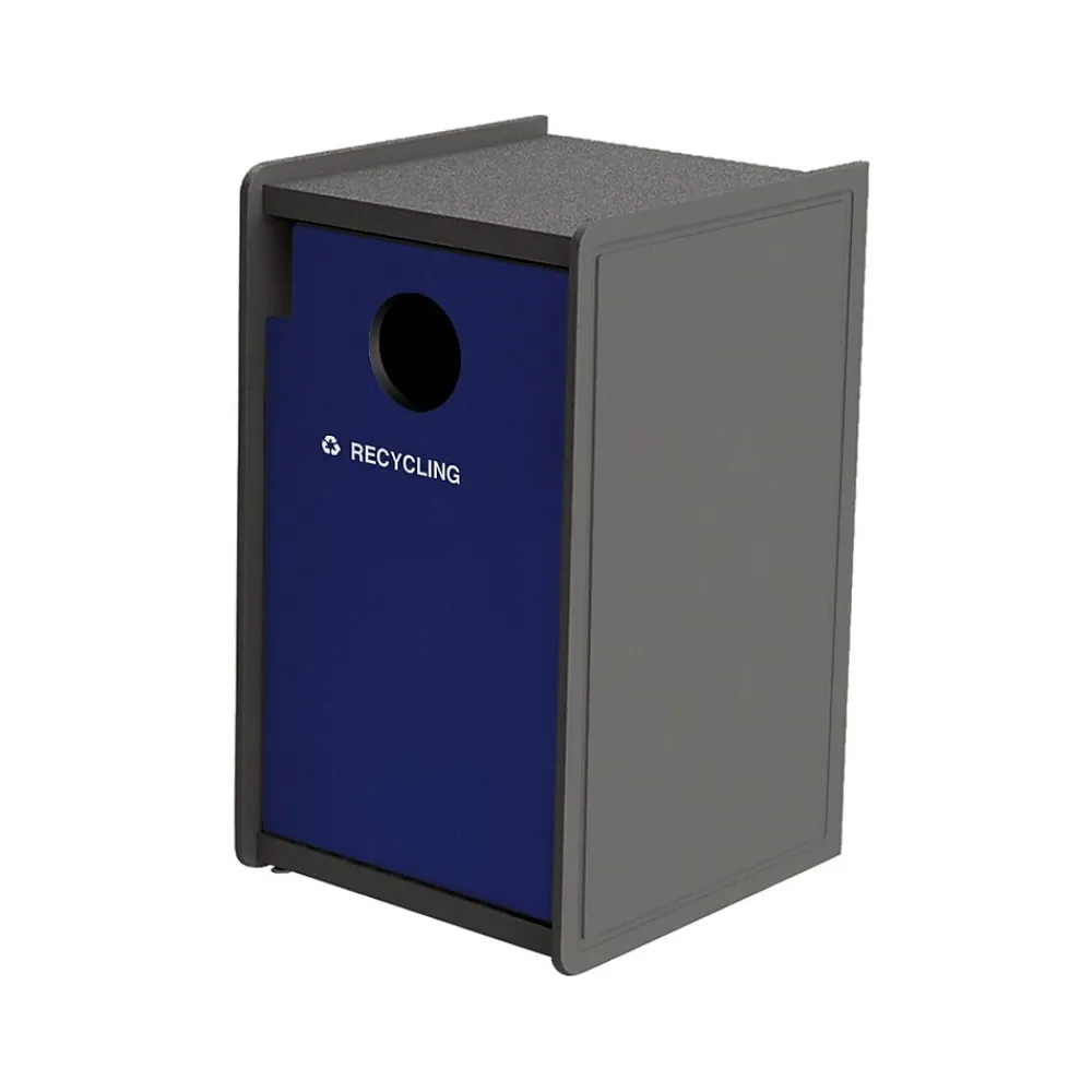 Commercial Zone EarthCraft Single-Stream Recycling Station, 32-Gallon, Gray/Blue (71SLFR32-02151)