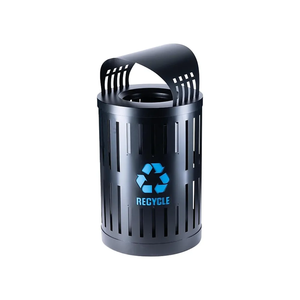 Commercial Zone Parkview DualCoat Metal Recycling Container with Canopy Lid, 34 Gallon, Black (72888499)
