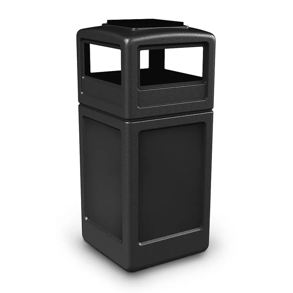 Commercial Zone Products® PolyTec Series 42gal Square Trash Can with Ashtray Dome Lid, Black (73300199)