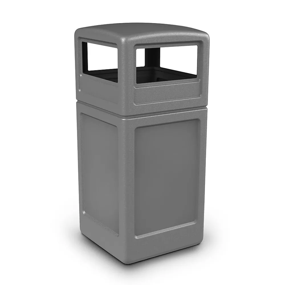 Commercial Zone Products PolyTec Series Square Trash Can with Dome Lid, Gray, 42 Gal. (73290399)