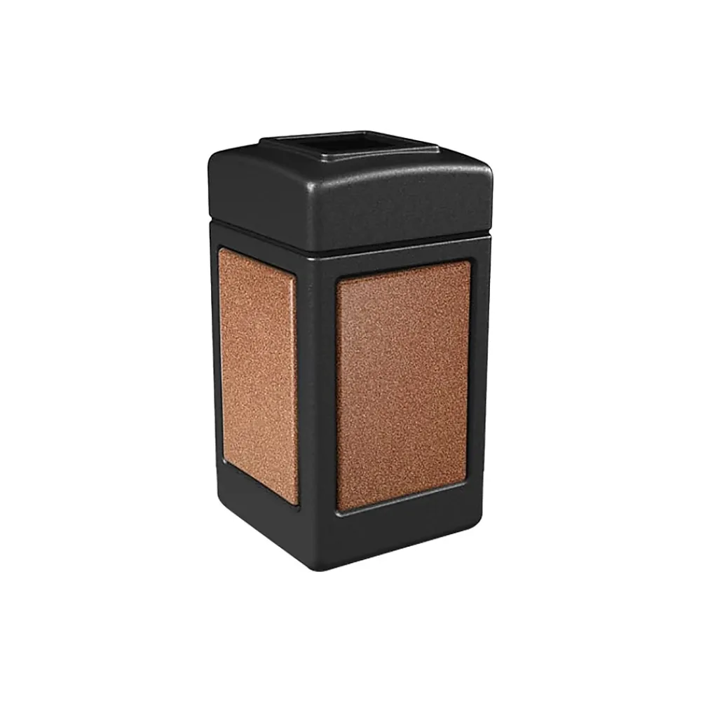 Commercial Zone StoneTec Polyethylene Trash Can with Lid, Black/Sedona, 42 Gal. (720314)