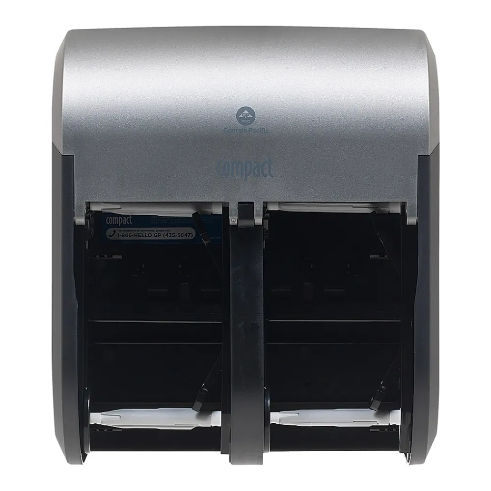Georgia-Pacific Compact 4-Roll Quad Coreless Toilet Paper Dispenser by GP PRO, Faux Stainless (56746A)