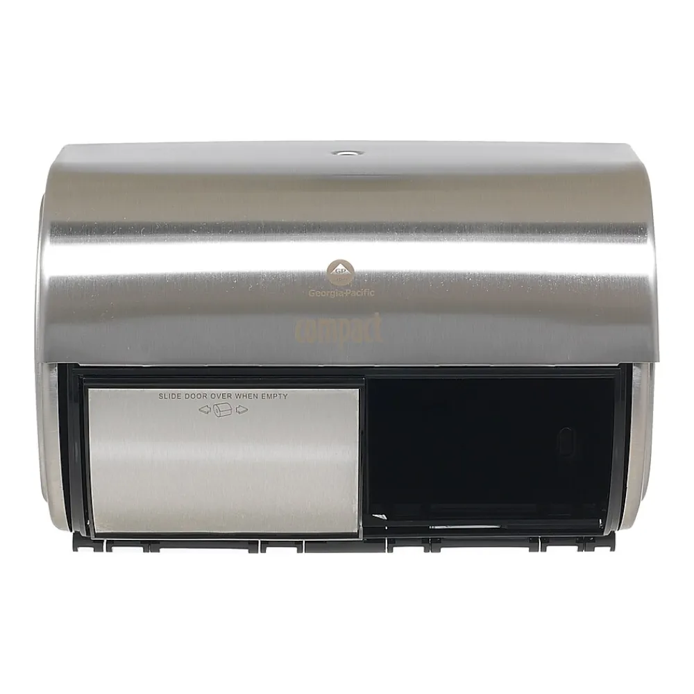 Compact 2-Roll Side-by-Side Coreless Toilet Paper Dispenser by GP PRO, Stainless (56798)