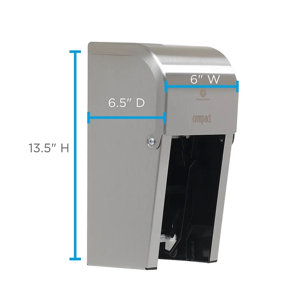 Georgia-Pacific Compact 2-Roll Vertical Coreless Toilet Paper Dispenser by GP PRO, Stainless (56782)