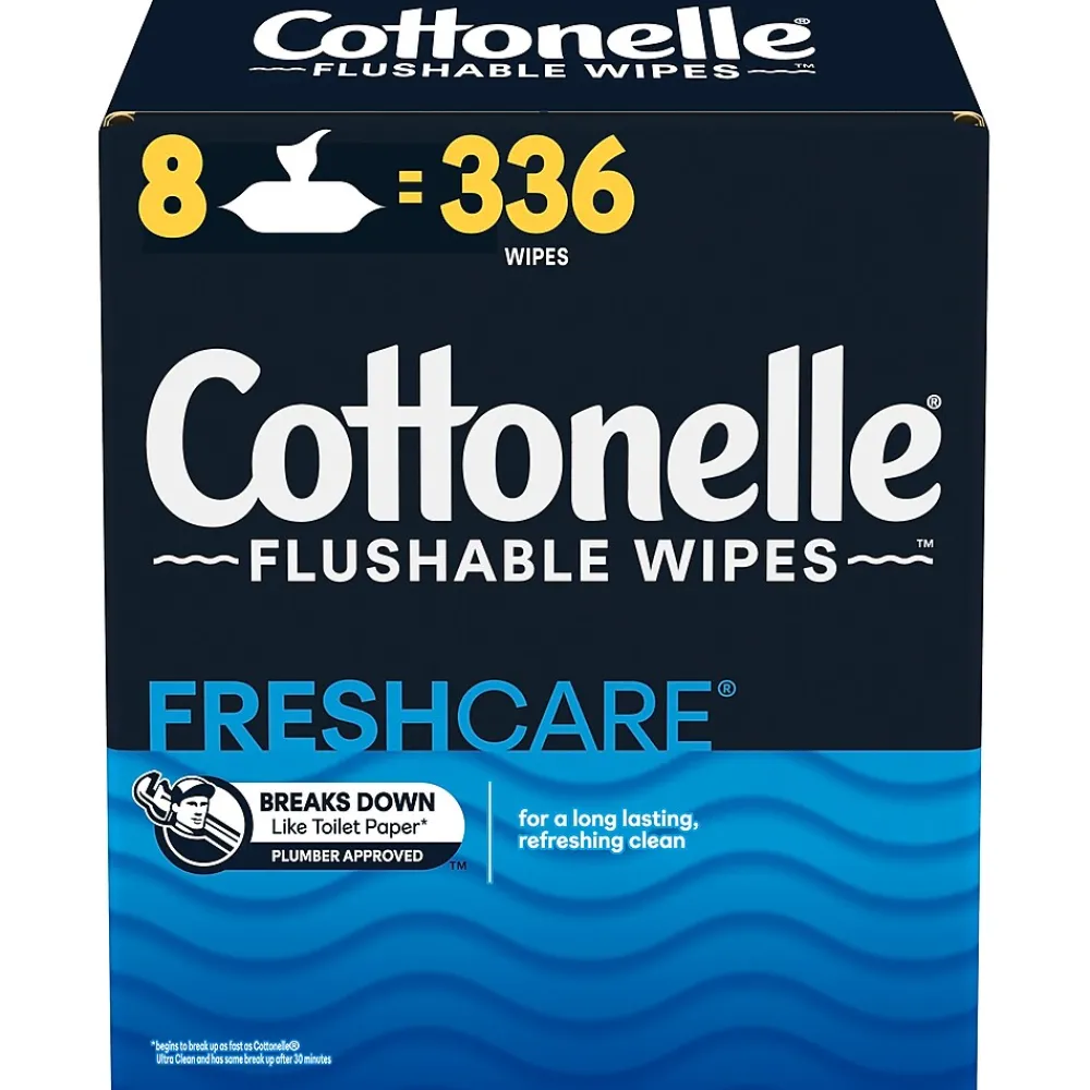 Cottonelle Flushable Toilet Paper Wipe, White, 42 Sheets/Pack, 8 Packs/Carton (51826)