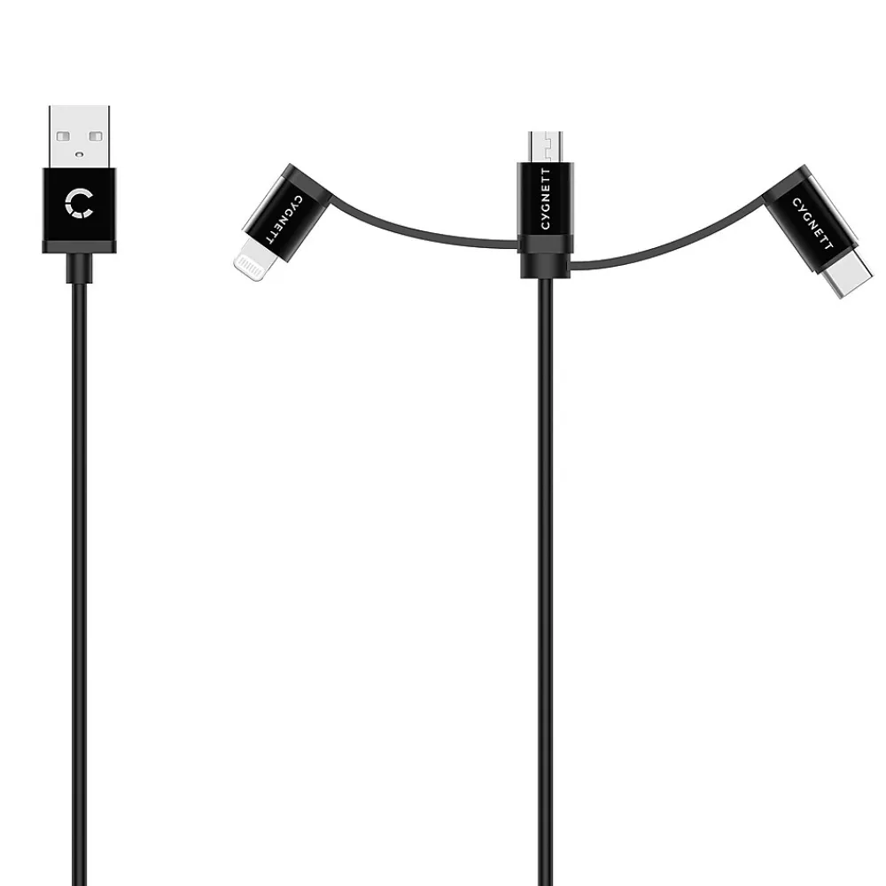 Cygnett Universal 3-in-1 Braided USB Charging Cable, 3.3', Black (CY3571COCAB)