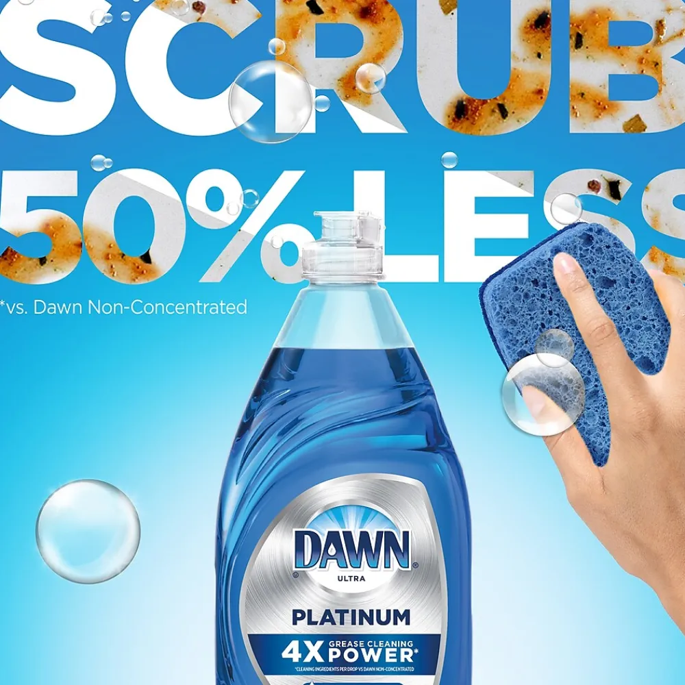 Dawn Platinum Liquid Dish Soap with Sponge, Refreshing Rain, 24 fl oz., 3/Carton (49041)