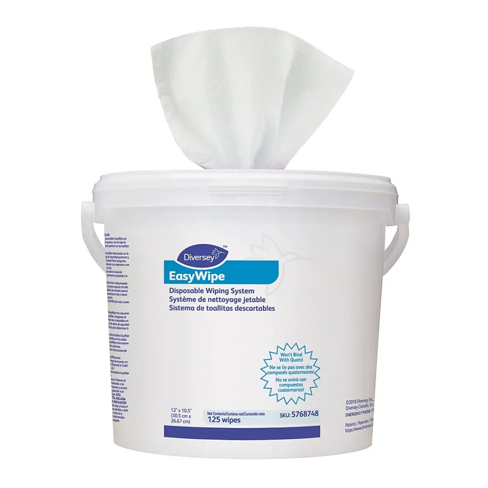 Diversey EasyWipe Polypropylene Cleaning Wipers, 10.5" x 12", White, 120 Wipers/Box, 6/Carton (D5768748)