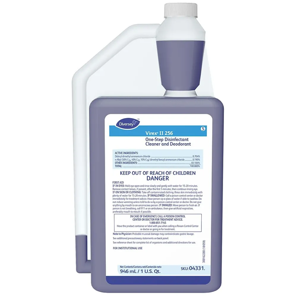 Diversey Virex II 256 One-Step Disinfectant Cleaner and Deodorant, 32 oz., 6/Carton (04331.)