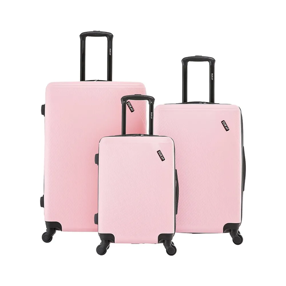 DUKAP Discovery 3-Piece Hardside Spinner Luggage Set, Pink (DKDISSML-PNK)