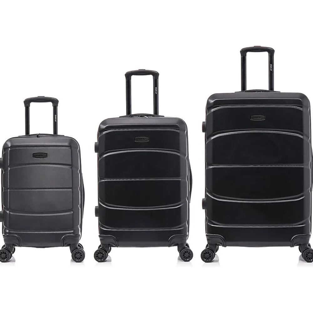 DUKAP Sense 3-Piece Hardside Spinner Luggage Set, (DKSENSML-BLK)