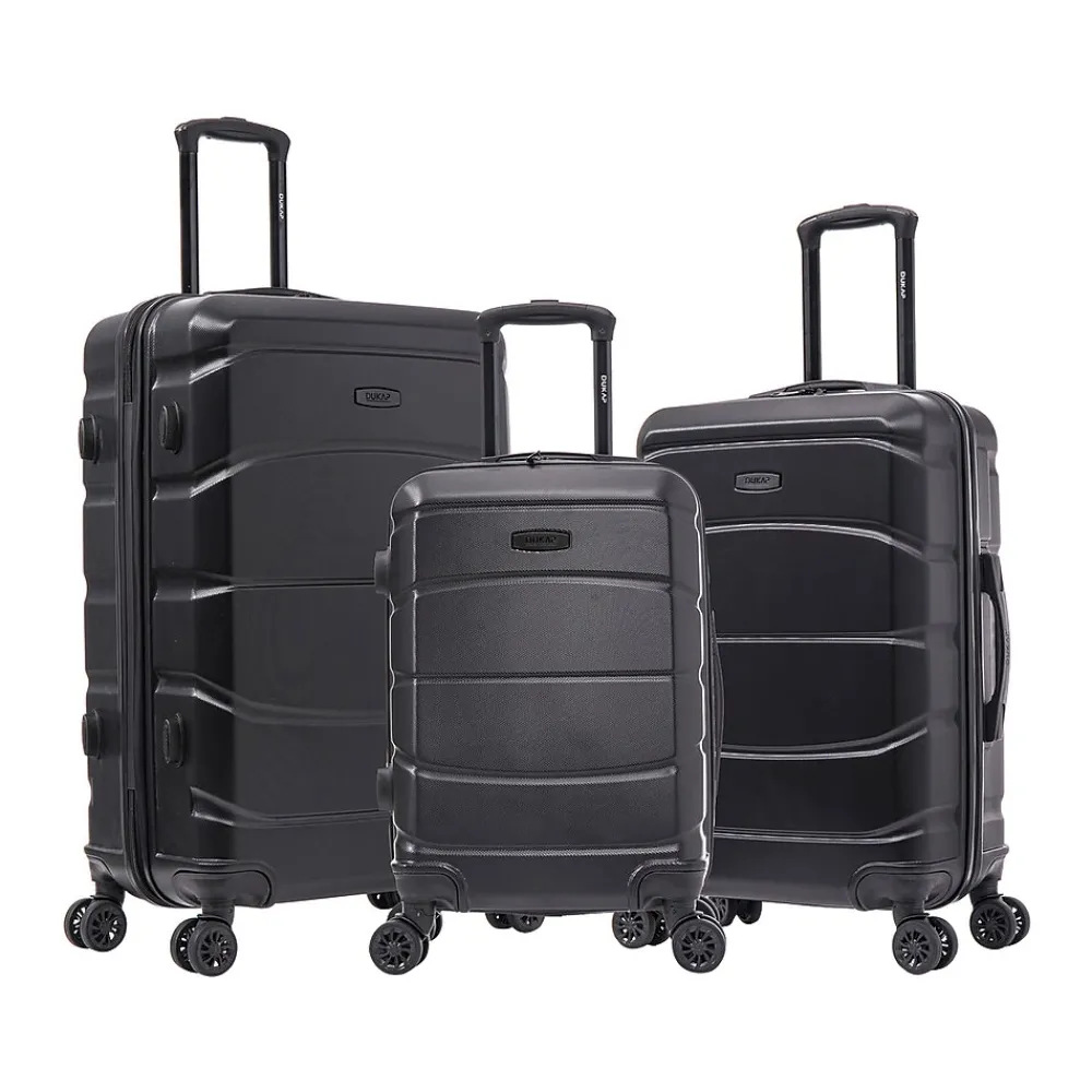 DUKAP Sense 3-Piece Hardside Spinner Luggage Set, (DKSENSML-BLK)