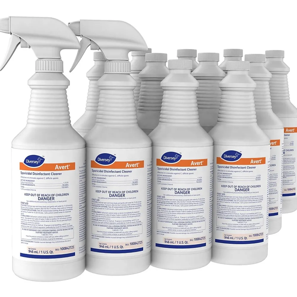 Dymon Avert Cleaner Disinfectant, Chlorine, 32 oz., 12/Carton (100842725)