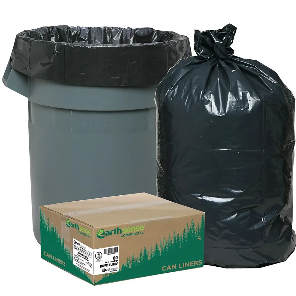 Earthsense 33 Gal. Trash Bags, Black, 80/Carton (RNW1TL80V-432283)