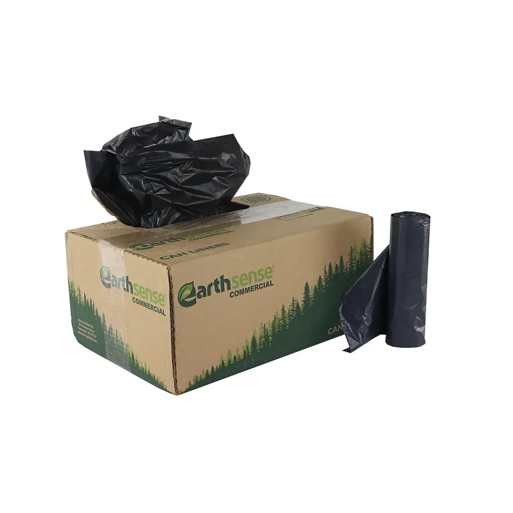 Earthsense 56 Gallon Commercial Recycled Trash Bags, Black, 100/Carton (RNW4750-790212)