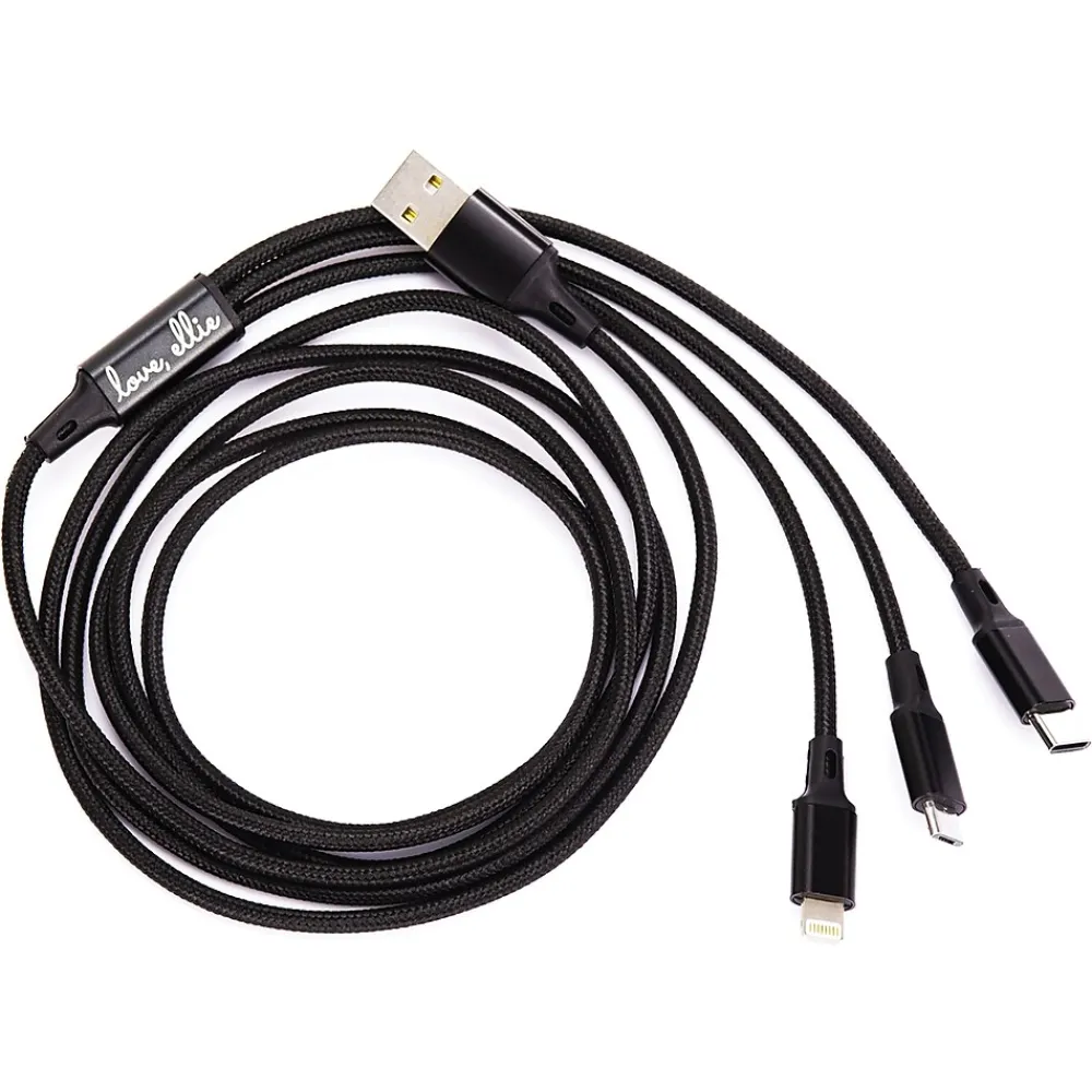 Ellie Los Angeles ELLIE ROSE 3-in-1 Charging Cable, 6 Feet Black (3CBL-0047)