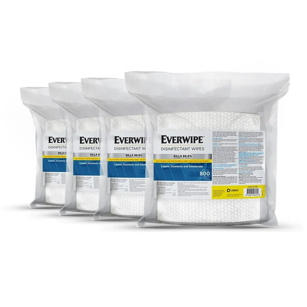 Everwipe Disinfecting Wipes plus Refill, Lemon Scent, 800 Wipes/Container, 4/Carton (10100)