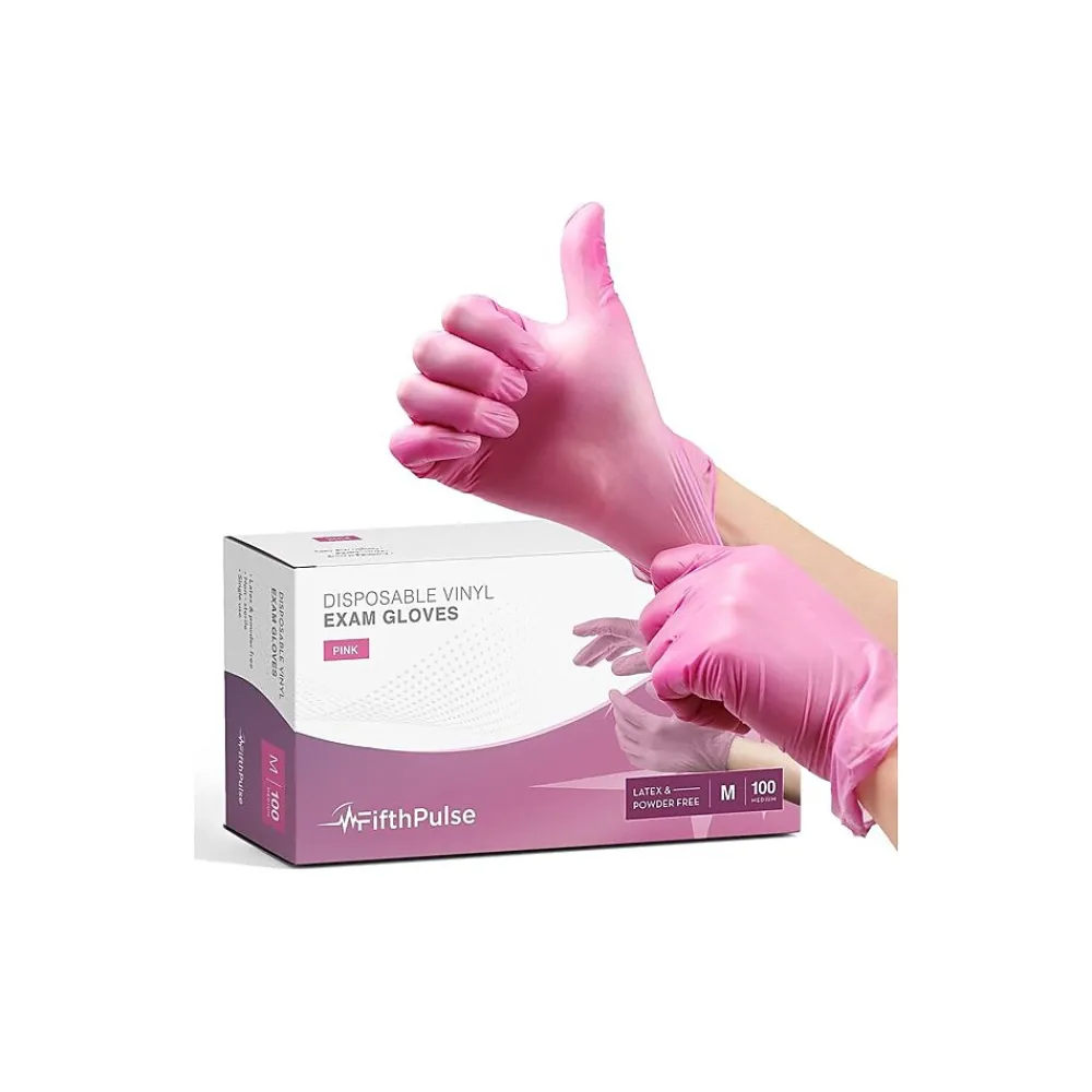 FifthPulse Powder Free Vinyl Exam Gloves, Latex Free, Medium, , 100/Box (FMN100042)
