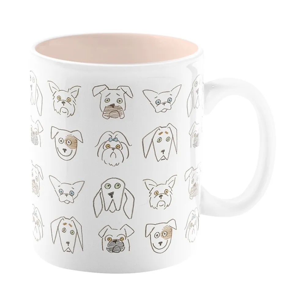 Fringe Doodle Dog Ceramic Coffee Mug, 16 oz., White/Blush (399078)