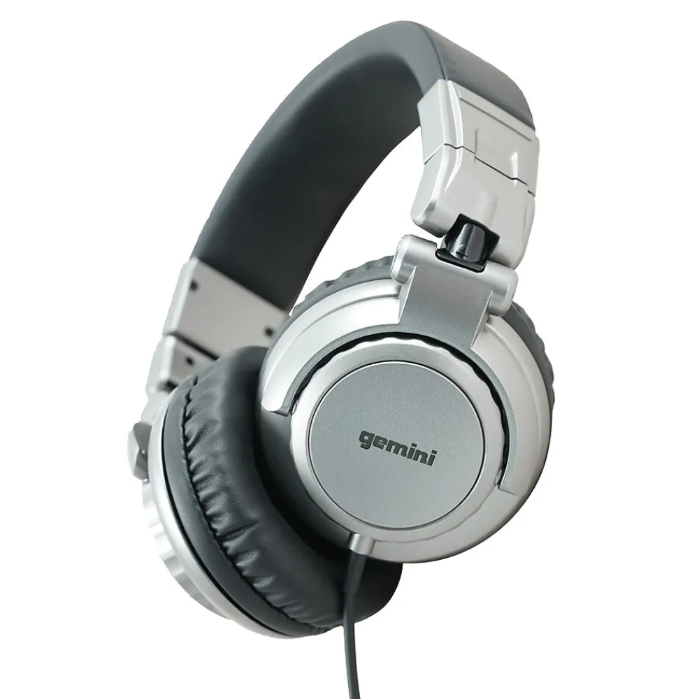 Gemini Professional Over-Ear DJ Headphones, Silver (DJX-500)