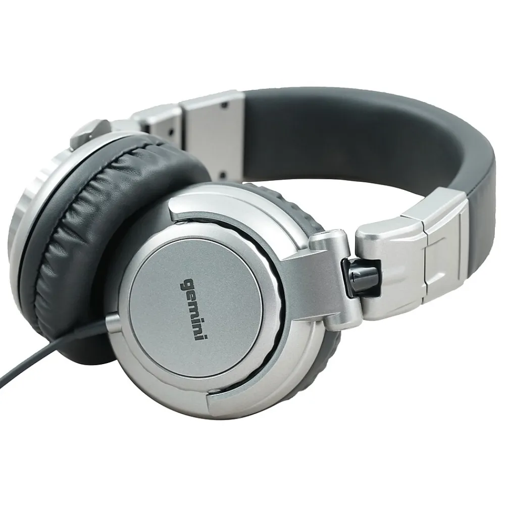 Gemini Professional Over-Ear DJ Headphones, Silver (DJX-500)